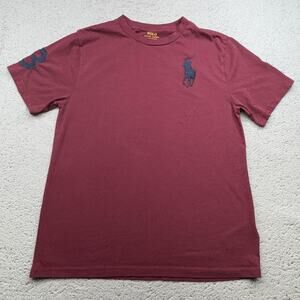 Polo Ralph‎ Lauren Shirt Boys Large Maroon Big Pony 3 Sleeve Embroidered Preppy